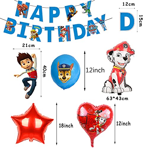 Cumpleaños Paw Dog Patrol Decoracion Globos Paw Dog Patrol Globos de Aluminio Pancarta de Feliz Cumpleaños de Patrulla Canina