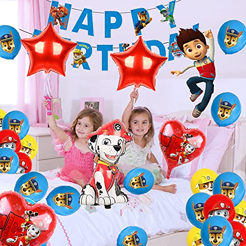 Cumpleaños Paw Dog Patrol Decoracion Globos Paw Dog Patrol Globos de Aluminio Pancarta de Feliz Cumpleaños de Patrulla Canina