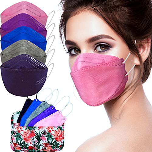 Cussi - 10x/20x Mascarilla Protectora FFP2 NR Adulto 5 capas Colores Variados (forma de Pez) + Mask Case color aleatorio (10)