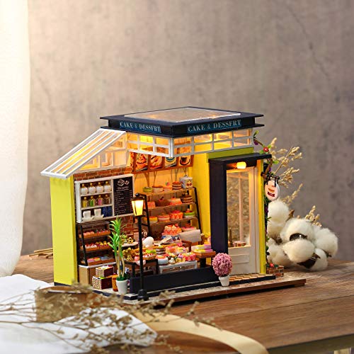 Cuteefun Casa Miniatura para Montar DIY Adultos Mini Habitación Hecha a Mano con Música a Prueba de Polvo y Muebles para Decoración, Regalos Artesanales Creativos para Mujeres (Cake Shop)