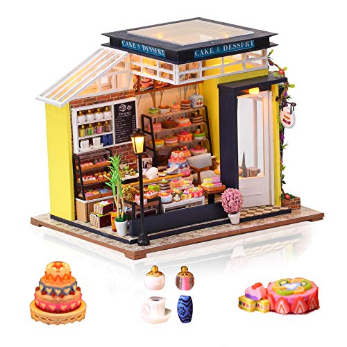 Cuteefun Casa Miniatura para Montar DIY Adultos Mini Habitación Hecha a Mano con Música a Prueba de Polvo y Muebles para Decoración, Regalos Artesanales Creativos para Mujeres (Cake Shop)