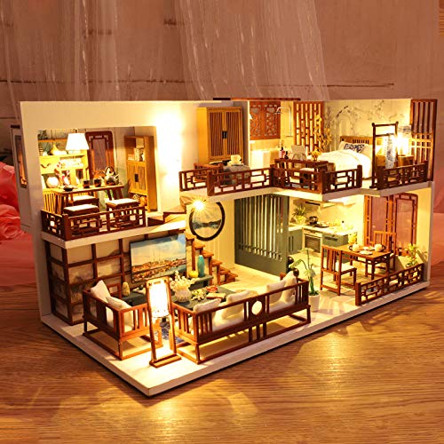 Cuteefun Casa Miniatura para Montar DIY Adultos Mini Habitación Hecha a Mano con Música a Prueba de Polvo y Muebles para Decoración, Regalos Artesanales Creativos para Mujeres (Quite Time)