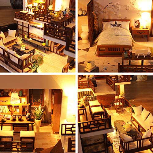 Cuteefun Casa Miniatura para Montar DIY Adultos Mini Habitación Hecha a Mano con Música a Prueba de Polvo y Muebles para Decoración, Regalos Artesanales Creativos para Mujeres (Quite Time)