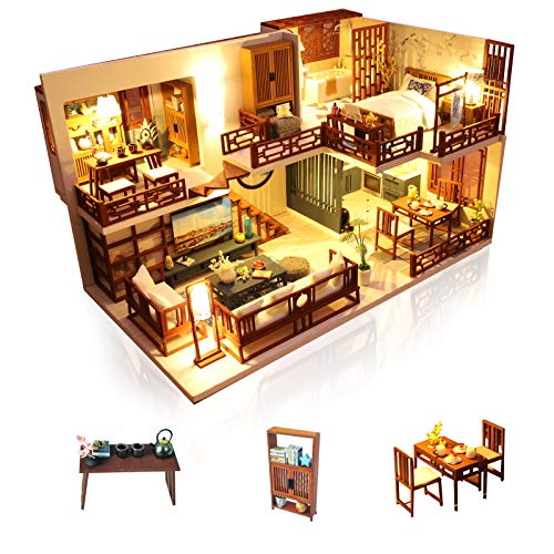 Cuteefun Casa Miniatura para Montar DIY Adultos Mini Habitación Hecha a Mano con Música a Prueba de Polvo y Muebles para Decoración, Regalos Artesanales Creativos para Mujeres (Quite Time)