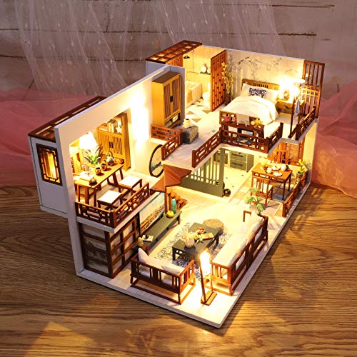 Cuteefun Casa Miniatura para Montar DIY Adultos Mini Habitación Hecha a Mano con Música a Prueba de Polvo y Muebles para Decoración, Regalos Artesanales Creativos para Mujeres (Quite Time)