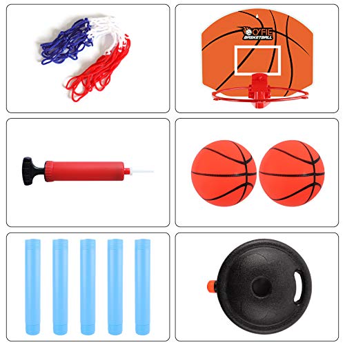 CYFIE Canasta Aro de Baloncesto Ajustable, Aro de Baloncesto Niños Infantil con Inflador y 2 Pelotas Altura 68-106cm, Juguetes niños Canasta Baloncesto Exterior