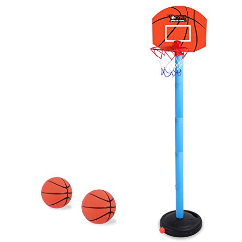 CYFIE Canasta Aro de Baloncesto Ajustable, Aro de Baloncesto Niños Infantil con Inflador y 2 Pelotas Altura 68-106cm, Juguetes niños Canasta Baloncesto Exterior