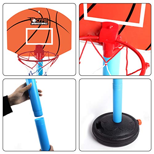 CYFIE Canasta Aro de Baloncesto Ajustable, Aro de Baloncesto Niños Infantil con Inflador y 2 Pelotas Altura 68-106cm, Juguetes niños Canasta Baloncesto Exterior