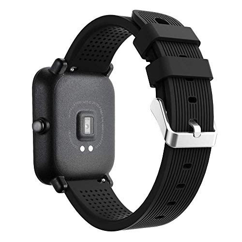 CYLIXIAN Correas de Relojes, Deporte Suave Silicona Reloj Banda Wirstband Accesorios para Huami Amazfit Bip Watch (Negro)