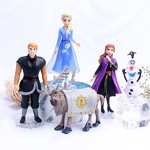 CYSJ 5 Pcs Princesa Congelada Cake Topper Frozen Decoración de Tartas Figuras Decoración para Tarta de cumpleaños de Figuras de Dibujos Animados del Fiesta Suministros