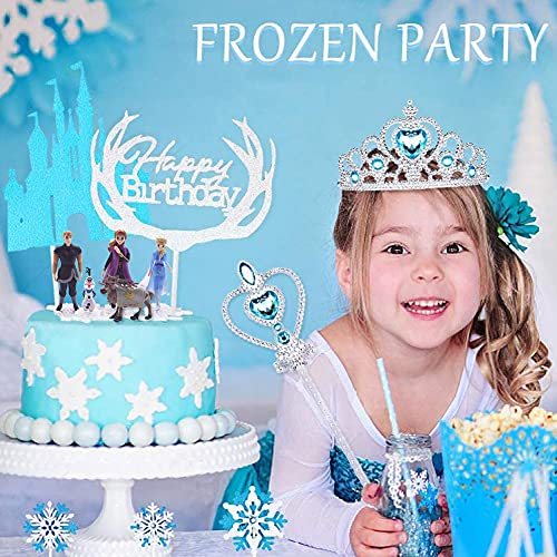 CYSJ 5 Pcs Princesa Congelada Cake Topper Frozen Decoración de Tartas Figuras Decoración para Tarta de cumpleaños de Figuras de Dibujos Animados del Fiesta Suministros