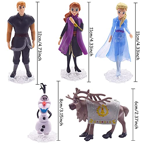 CYSJ 5 Pcs Princesa Congelada Cake Topper Frozen Decoración de Tartas Figuras Decoración para Tarta de cumpleaños de Figuras de Dibujos Animados del Fiesta Suministros