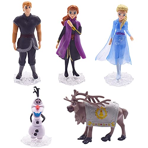 CYSJ 5 Pcs Princesa Congelada Cake Topper Frozen Decoración de Tartas Figuras Decoración para Tarta de cumpleaños de Figuras de Dibujos Animados del Fiesta Suministros