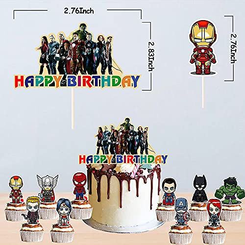 CYSJ Suministros de Fiesta Temáticos de Los Vengadores, 27 Pcs Decoraciones de Fiesta de cumpleaños de superhéroe, Equipo Americano Spider-Man del Pancarta,Decoracion Cumpleaños Superheroes