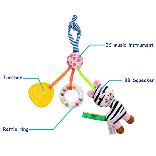 Czemo Juguetes Colgantes para Cochecitos, Juguete Actividades Musicales Sonajero Recien Nacido, Juguetes de Peluche Suave para Bebés para Cochecito, Cuna