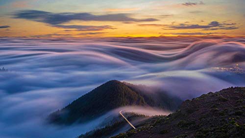 CZYSKY Nubes Que Fluyen sobre El Océano Atlántico Y Las Montañas De Tenerife, Islas Canarias, España, Rompecabezas De 35 Piezas Puzzle Juguete De Madera (15 * 9.9Cm)