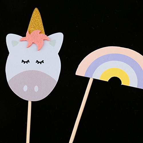 D dolity 12 x Unicornio repostería tartas Tapa Cake Picks Tarta Conector Muffin Topper para niños Cumpleaños