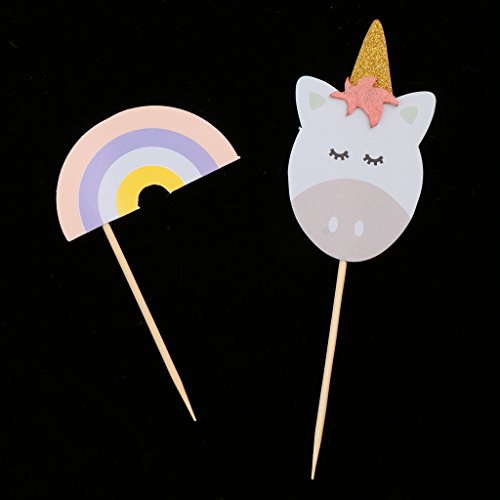 D dolity 12 x Unicornio repostería tartas Tapa Cake Picks Tarta Conector Muffin Topper para niños Cumpleaños