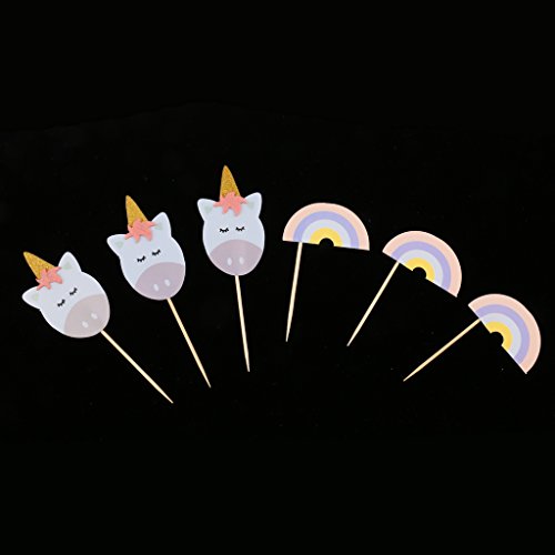 D dolity 12 x Unicornio repostería tartas Tapa Cake Picks Tarta Conector Muffin Topper para niños Cumpleaños