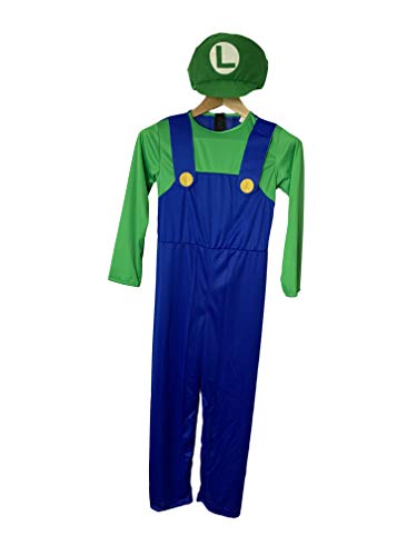 DA Disfraz de Mario Rojo o Luigi Verde (Luigi, 5-6 Años)