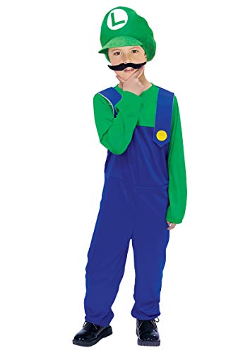 DA Disfraz de Mario Rojo o Luigi Verde (Luigi, 5-6 Años)