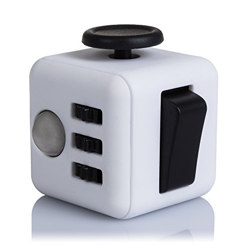 DAM-DMV094WHITEBLACK Fidget Cube Anti Estrés con 6 Módulos Relajantes, Color White Black (DMV094WHITEBLACK)