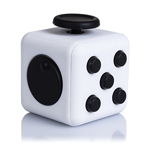 DAM-DMV094WHITEBLACK Fidget Cube Anti Estrés con 6 Módulos Relajantes, Color White Black (DMV094WHITEBLACK)