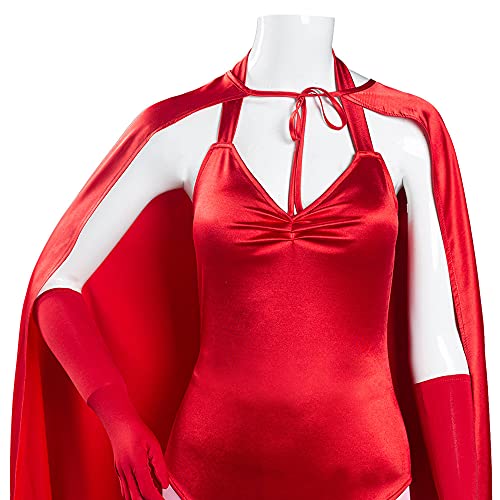 Danny Queen Disfraz de Wanda Maximoff Capa de Bruja roja con Tocado Mujer Maximoff Witch Cosplay Tops Pantalones Trajes Conjunto Completo Mono de Halloween para Hombres Mujeres