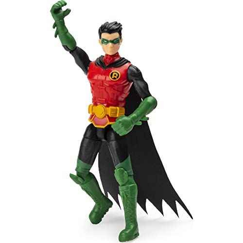 dc comics, 4-Inch Action with 3 Mystery Accessories, Mission 2 Figura de acción de Robin de Batman de 10 cm con Tarjeta de misión y 3 Equipos Secretos, Color Gris (Spin Master 6056746)