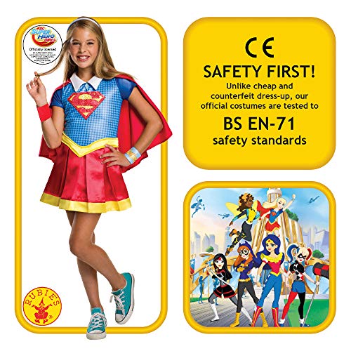 DC Comics - Disfraz de Supergirl licencia oficial para niña, infantil talla 7-8 años (Rubie's 620714-L)