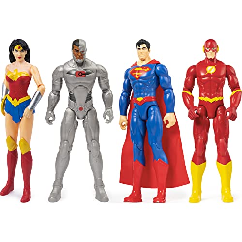 DC Comics - Juego de 4 Figuras articuladas de 30 cm con Superman, The Flash, Wonder Woman y Cyborg, 6061587