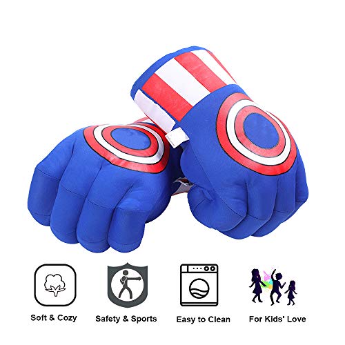 DDGOJUME Big Hulk Smash Hands, 1 par de Guantes de Boxeo Suaves de Hulk, Disfraz de Felpa de puño para niños y Adultos (Blue)