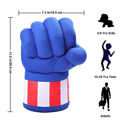 DDGOJUME Big Hulk Smash Hands, 1 par de Guantes de Boxeo Suaves de Hulk, Disfraz de Felpa de puño para niños y Adultos (Blue)