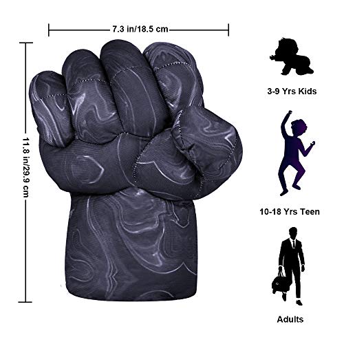 DDGOJUME Big Hulk Smash Hands, 1 par de Guantes de Boxeo Suaves de Hulk, Disfraz de Felpa de puño para niños y Adultos (Grey)