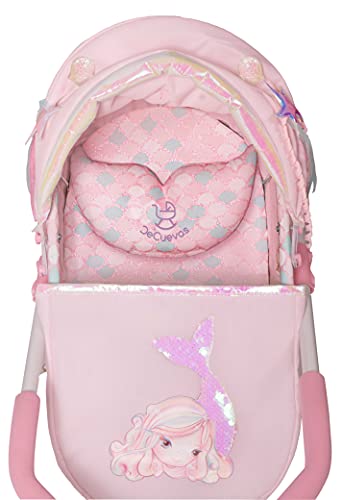 DE CUEVAS TOYS- Coche MUÑECAS MI Primer Cochecito Ocean Fantasy Almohada Y Mochila INCLUIDA 56X35X50 CM, Multicolor (1)