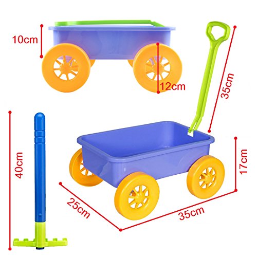 deAO Carretilla y Herramientas de Jardín para Niños y Niñas Juego de Botánica y Jardinería Infantil Conjunto Incluye 10 Accesorios y 4 Macetas