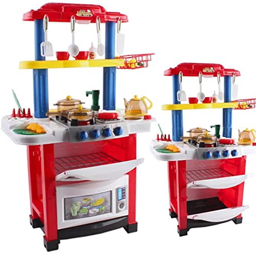 deAO Cocina de Juguete Happy Little Chef Cocinita con Luces, Sonidos, Funciones de Agua Real y Accesorios Incluidos