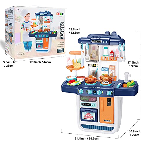 deAO Cocinita Mi Pequeño Chef con Características de Sonidos, Luces y Agua Cocina de Juguete Incluye 34 Accesorios