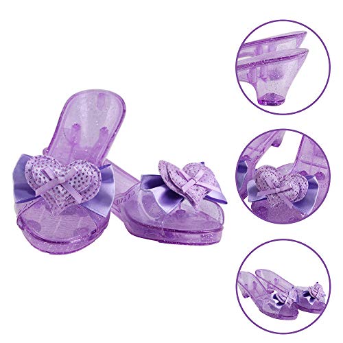 deAO Juego de Zapatos y Accesorios de Princesa Conjunto Infantil de Imitación 3 Pares de Zapatos con Tacón, 1 Par de Ballerinas, Corona y Joyas Conjunto Fabricado en Plástico