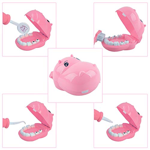 deAO Maletín de Doctor y Dentista Conjunto 2en1 Doctor y Enfermería Clínica Dental Juego para Niños y Niñas Incluye 17 Accesorios Luces y Sonidos (Rosa)