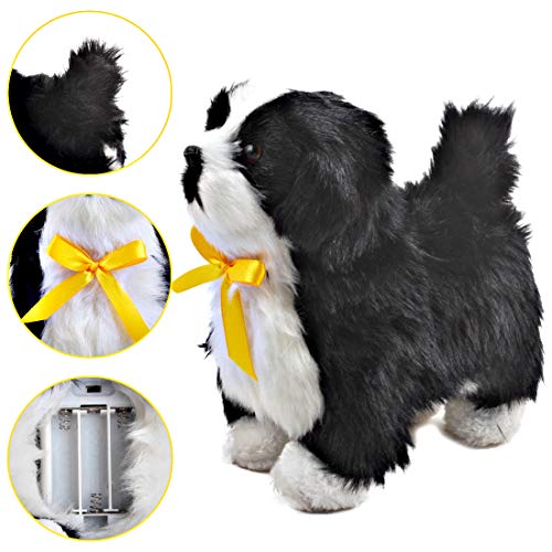 deAO Mascota Interactiva Perrito Robot Inteligente Juguete Electrónico con Ladridos, Movimientos y Sensor al Tacto (Blanco y Negro)