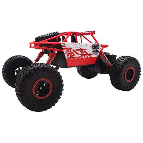 deAO RC Coche TodoTerreno Rock Crawler 4x4 a Control Remoto - 1:18 Rastreador de Roca 2.4GHz Sync System modo Multi Jugador (Rojo) , color/modelo surtido