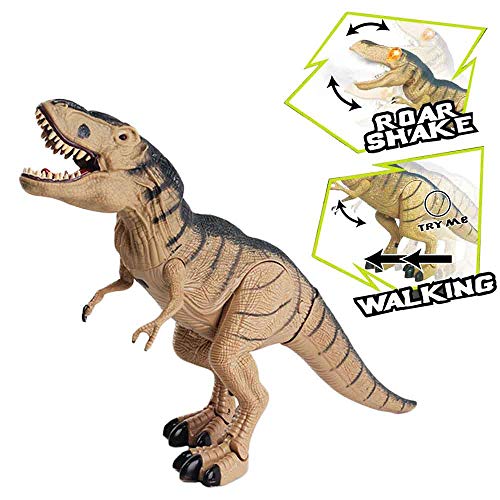 deAO RC Dinosaurio Inteligente a Radio Control Robot Teledirigido con Movimientos, Sonidos y Efecto de Humo Juguete Electrónico Multifuncional (T-Rex)