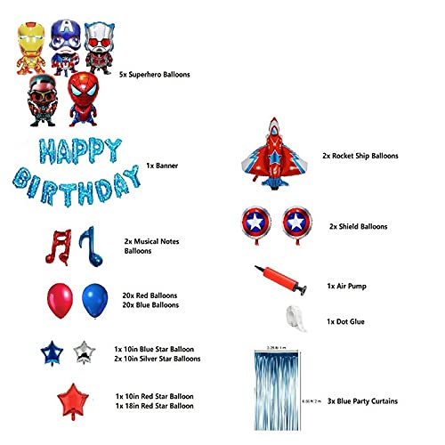 Decoracion Cumpleaños Superheroes Globos de Superhéroe Feliz Cumpleaños del Pancarta Superheroes Adornos de Pastel Superhéroe Marvel Cumpleaños Decoracion (B)