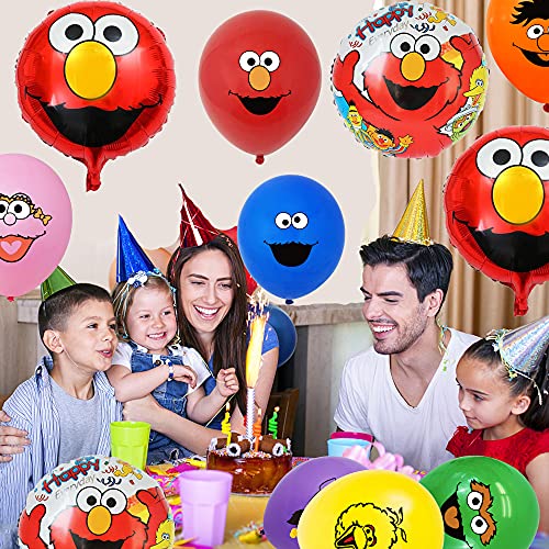 Decoración de Cumpleaños Globos de Sesame Street Globos de Cumpleaños de Plaza Sésamo Globos de Papel de Aluminio para Niños Decoración de Cumpleaños