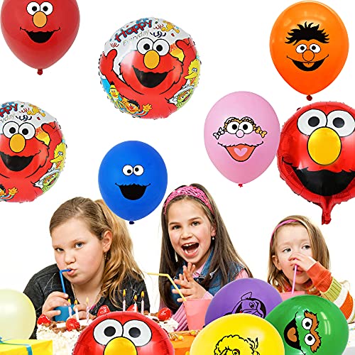 Decoración de Cumpleaños Globos de Sesame Street Globos de Cumpleaños de Plaza Sésamo Globos de Papel de Aluminio para Niños Decoración de Cumpleaños