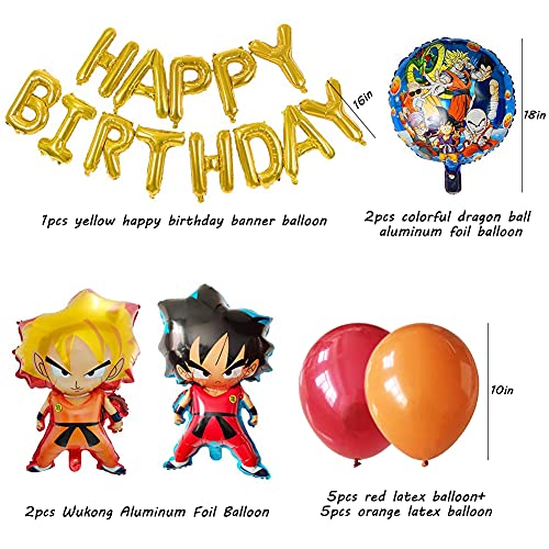 Decoración de Globos de Fiesta de Dragon Ball, Decoración de Fiesta de Cumpleaños para Niños, Globos de Papel de Aluminio de Dibujos Animados de Dragon Ball Goku de cumpleaños de Dragon Ball