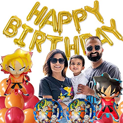 Decoración de Globos de Fiesta de Dragon Ball, Decoración de Fiesta de Cumpleaños para Niños, Globos de Papel de Aluminio de Dibujos Animados de Dragon Ball Goku de cumpleaños de Dragon Ball