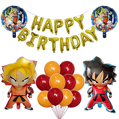 Decoración de Globos de Fiesta de Dragon Ball, Decoración de Fiesta de Cumpleaños para Niños, Globos de Papel de Aluminio de Dibujos Animados de Dragon Ball Goku de cumpleaños de Dragon Ball