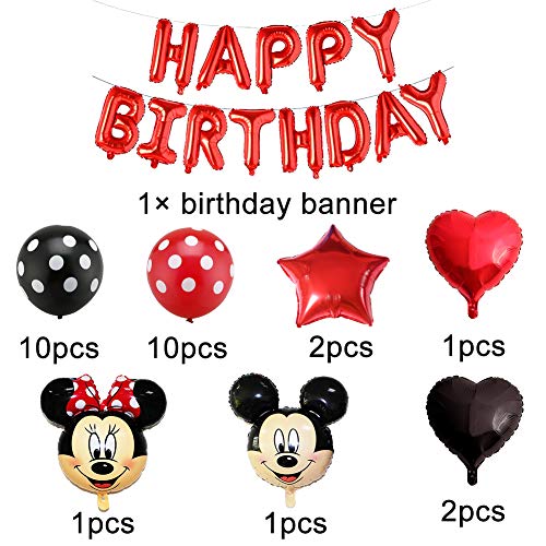 Decoraciones de cumpleaños de Mickey Mouse, BESTZY Globos número para la Fiesta Temática de Mickey Mouse Artículos de Fiesta de Mickey y Minnie para Primer Cumpleaños